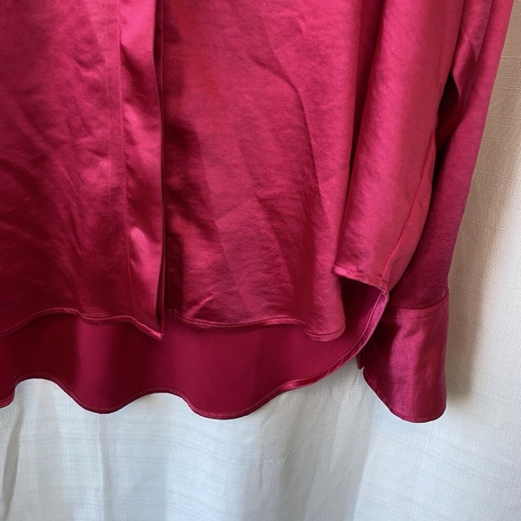 Women's Good American Washed Satin Weekend Shirt L / XL Love Potion Pink - Picture 3 of 14